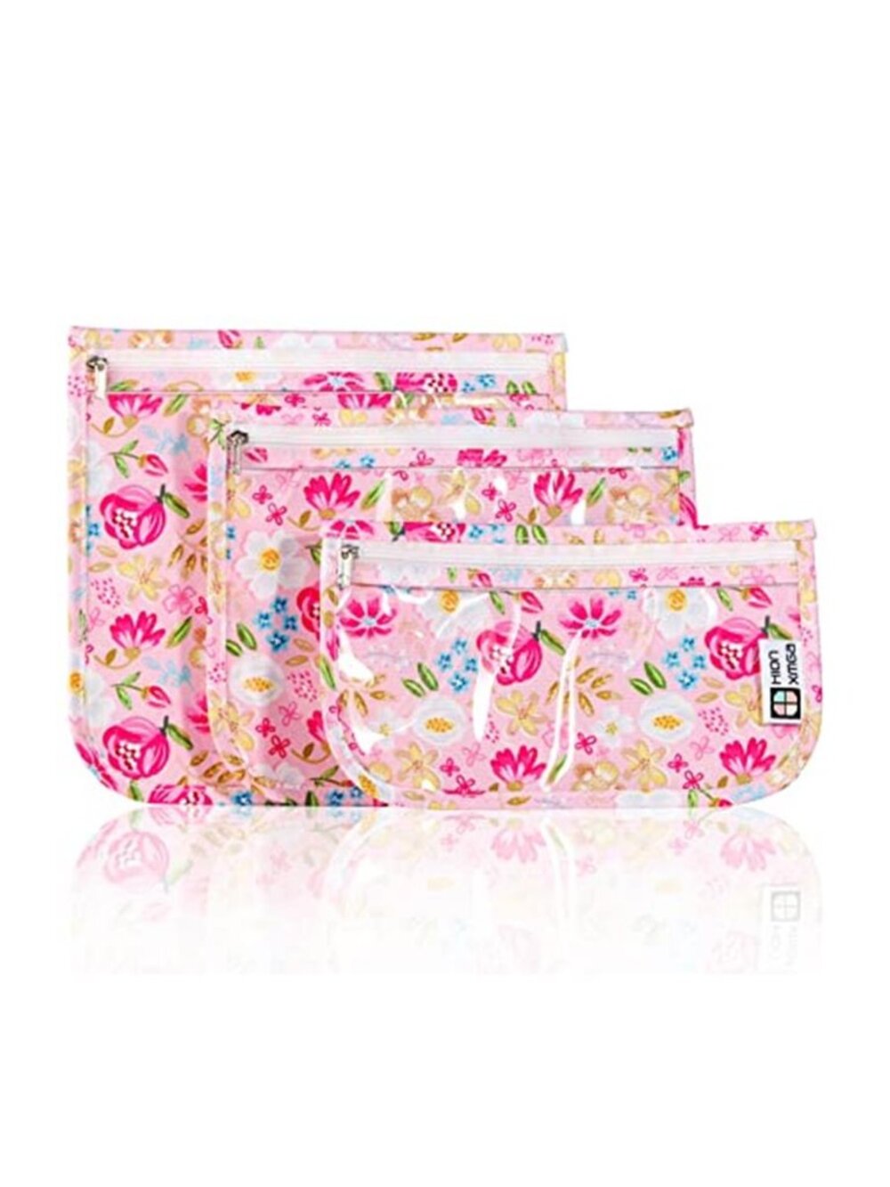 TSA Approved Clear Travel Toiletry Bag Set 3 Quart Size Floral Makeup Pouch
